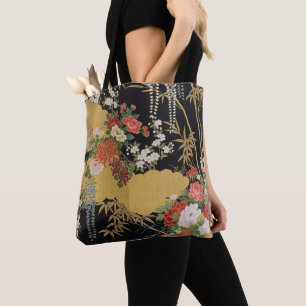Gold und schwarz-orientalisch-japanischer Kimono F Tasche