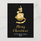 Gold und Schwarz Ornament Frohe Weihnachten (Vorderseite)