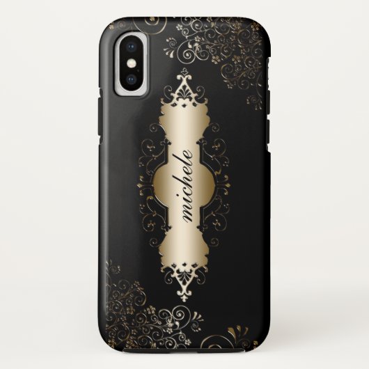 Gold und Schwarz Personalisiert Case-Mate iPhone Hülle (Rückseite)