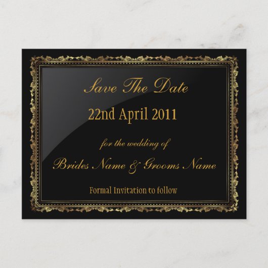 Gold und Schwarz Sav Das Datum der Postkarte (Vorderseite)