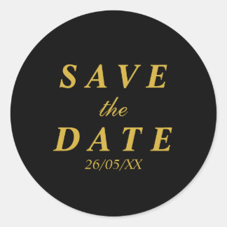 Gold und Schwarz Save the Date Runder Aufkleber