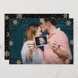 Gold und Schwarz   Schneeflocken Foto Weihnachten  Karte