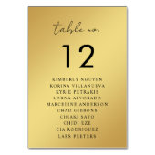 Gold- und Schwarz-Script-Seating-Chart-Namen Tischnummer (Vorderseite)