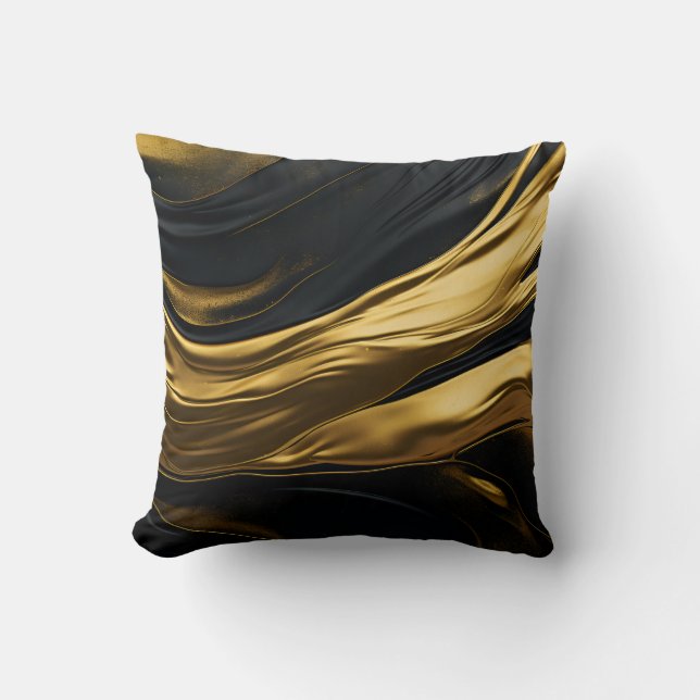 Gold- und Schwarz-Sleek-Kissen Kissen (Vorderseite)