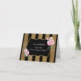 Gold und Schwarz-Streifen-Blumenhochzeit danken Dankeskarte