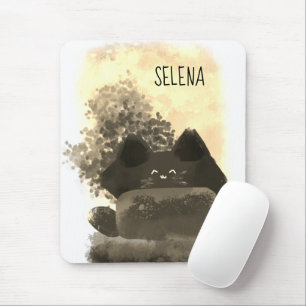 Gold und Schwarz Süße Cartoon Versteckte Fluffige Mousepad