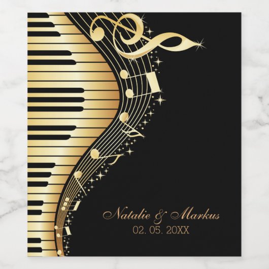Gold- und Schwarz-Tastatur - Save the Date Weinetikett (Einzelnes Label)
