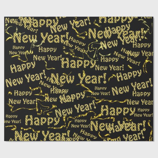 Gold- und Schwarz-Text-Papier Geschenkpapier (Flach)
