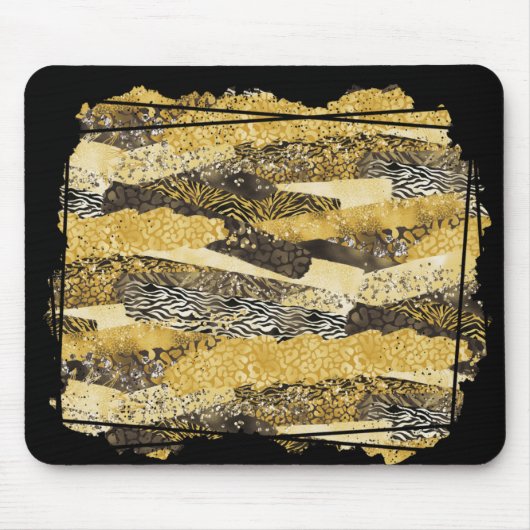 Gold- und Schwarz-Tier-Print Mousepad (Vorne)