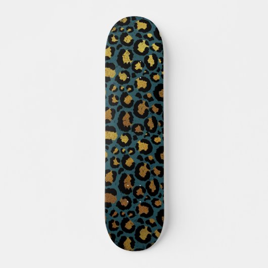 Gold- und Schwarz-Tier-Print Skateboard (Vorne)