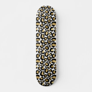 Gold- und Schwarz-Tier-Print Skateboard