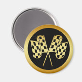 GOLD UND SCHWARZ ÜBERPRÜFT FLAG MAGNET (Vorderseite/Rückseite)