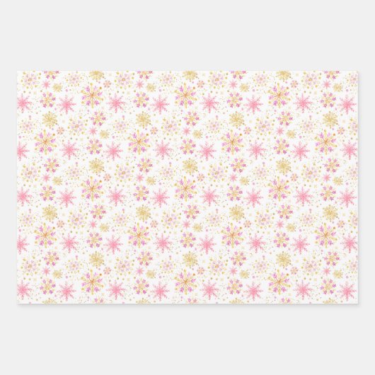 Gold- und Schwarz-Winter-Schneeflocken Geschenkpapier Set (Vorderseite)