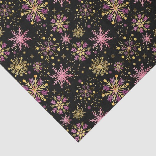 Gold- und Schwarz-Winter-Schneeflocken Seidenpapier (Detail)