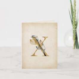 Gold- und Schwarz X Monogramm mit Blättern