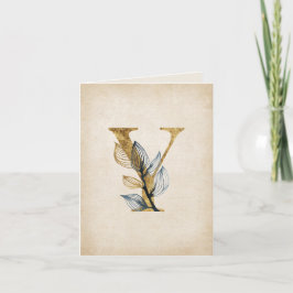 Gold- und Schwarz-Y-Monogramm mit Blättern