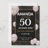 Gold und schwarze 50. Geburtstagsparty Einladung (Vorderseite)