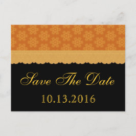 Gold und Schwarze Blume und Spitzen Save the Date  Ankündigungspostkarte
