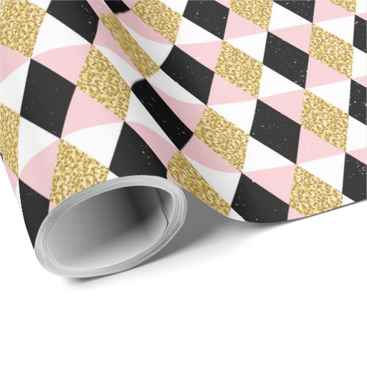 Gold und schwarze Diamanten Geschenkpapier (Rolleneckpunkt)