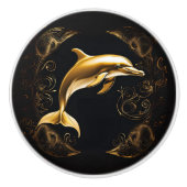 Gold und Schwarze Dolphin Keramikknauf (Vorderseite)