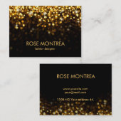 Gold und schwarze fallende Glitzer Bokeh Visitenkarte (Vorne/Hinten)