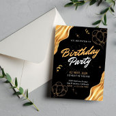Gold- und schwarze Geburtstagsparty Einladung