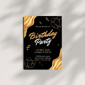 Gold- und schwarze Geburtstagsparty Einladung