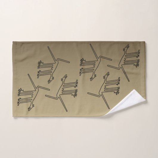 Gold und schwarze Handtücher mit Animal Nazca Line (Handtuch)