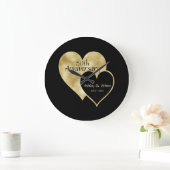 Gold und schwarze Herzen Große Wanduhr (Zuhause)