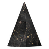 Gold und schwarze Himmelskörper Partyhütchen (Rückseite)