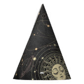 Gold und schwarze Himmelskörper Partyhütchen (Links)