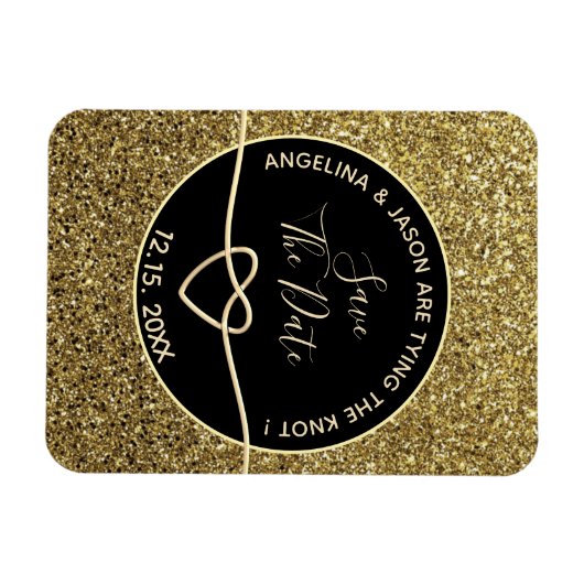 Gold und Schwarze Hochzeit speichern das Datum Magnet (Horizontal)