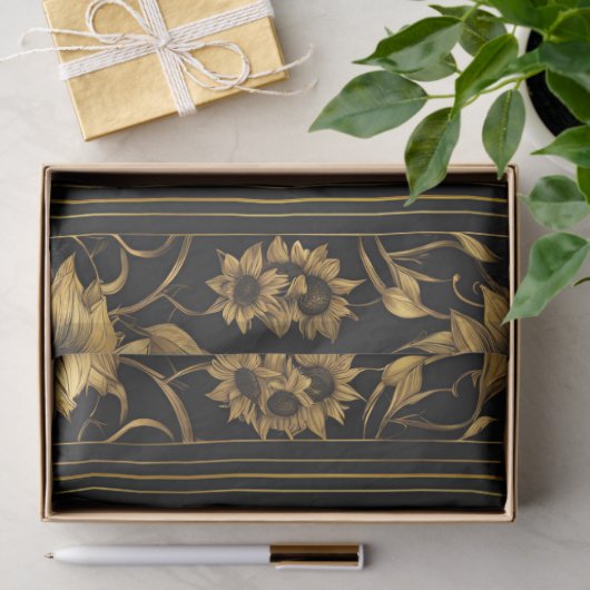 Gold und schwarze Hummeln und Sonnenblumen Seidenpapier (Geschenk)