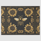 Gold und schwarze Hummeln und Sonnenblumen Seidenpapier (Vorderseite)