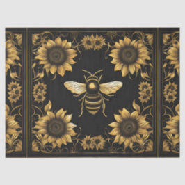 Gold und schwarze Hummeln und Sonnenblumen Seidenpapier