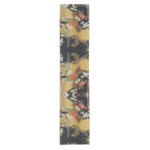 Gold und schwarze japanische Kimono Floral Dining