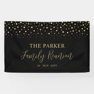 Gold- und schwarze Konfetti-Familientreffen-Party- Banner