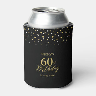Gold- und schwarze Konfetti-Geschenke zur 60. Gebu Dosenkühler
