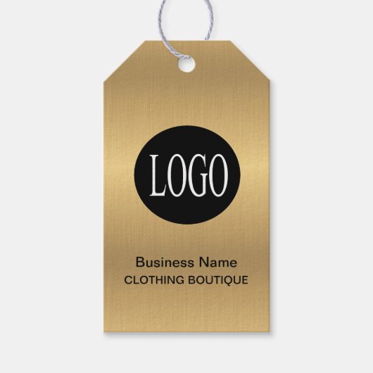 Gold- und Schwarze Logos mit Bar Code-Preismarken Geschenkanhänger (Vorderseite)