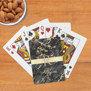 Gold- und schwarze Marmor-Optik, Schriftname und M Spielkarten