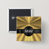 Gold und schwarze Monogramm Button (Vorne & Hinten)