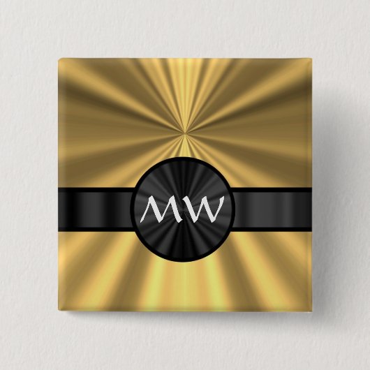 Gold und schwarze Monogramm Button (Vorderseite)