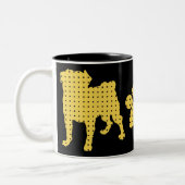 Gold und schwarze Mops-und Tatzen-Tassen Zweifarbige Tasse (Links)