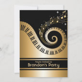 Gold und schwarze Musiknoten-Einladungen Einladung (Vorderseite)