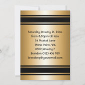 Gold und schwarze Musiknoten-Einladungen Einladung (Rückseite)