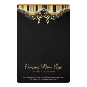 Gold- und Schwarze Musiknoten entwerfen rote Akzen Mini Klemmbrett (Rückseite)