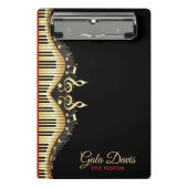 Gold- und Schwarze Musiknoten entwerfen rote Akzen Mini Klemmbrett (Vorderseite)