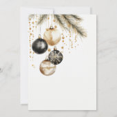 Gold und schwarze Ornamente Baubles Weihnachtsfest Einladung (Rückseite)