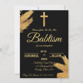 Gold und schwarze Pampas Grass-Taufe Einladung (Vorderseite)