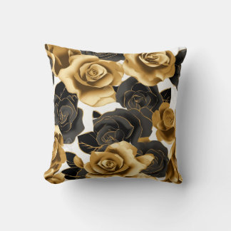 Gold- und Schwarze Rose mit Golden Rose Petals Pil Kissen